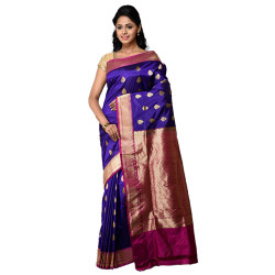 Purple-Magic Uppada Saree from with Woven Circular Bootis All-Over For Women 